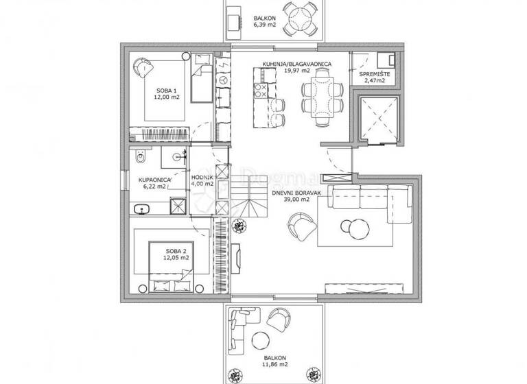 Wohnung zum Kauf 839.000 € 3 Zimmer 165 m² 3. Geschoss Jarun - Precko