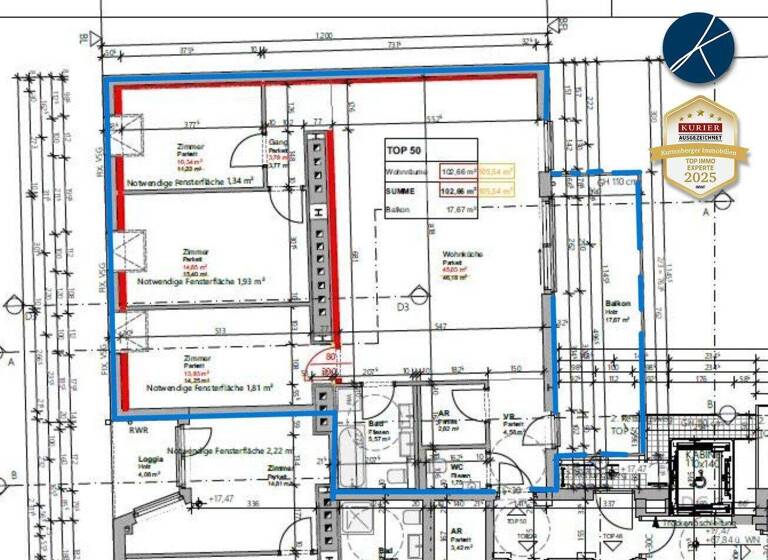 Terrassenwohnung zur Miete - Erstbezug 1.742 € 4 Zimmer 102,7 m² 5. Geschoss Wien 1100