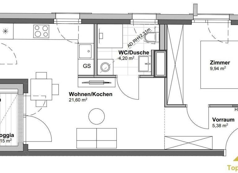 Wohnung zum Kauf - Erstbezug 299.900 € 2 Zimmer 41,1 m² 6. Geschoss Wien 1100