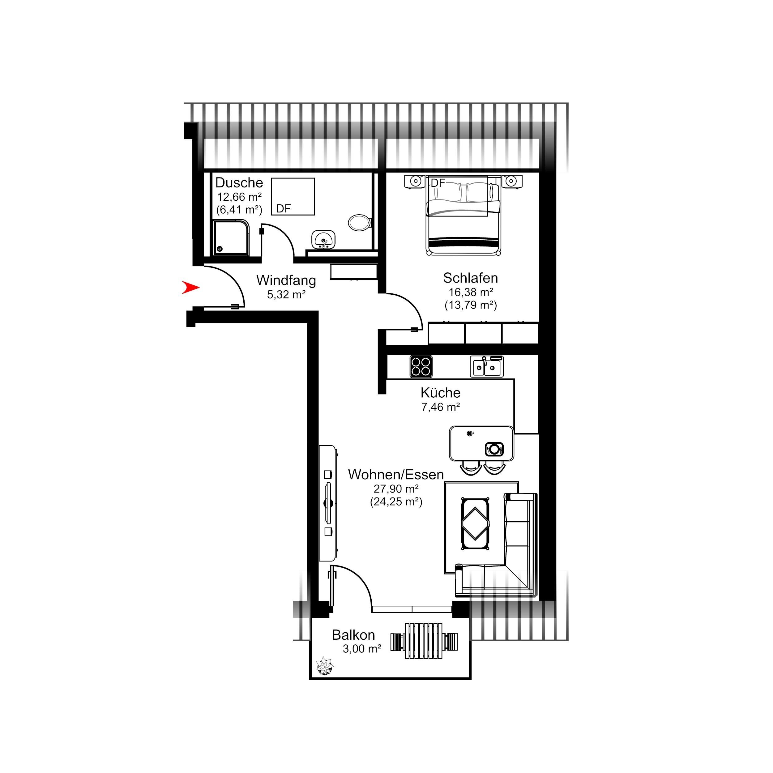 Wohnung zum Kauf provisionsfrei 297.800 € 2 Zimmer 60,2 m²<br/>Wohnfläche 2.<br/>Geschoss Scheffelstraße 70a Bad Dürrheim Bad Dürrheim 78073