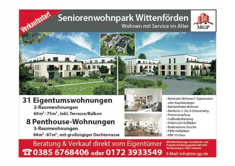 Wohnung zum Kauf provisionsfrei 219.000 € 2 Zimmer 75 m² 1. Geschoss Schulstraße 2 Wittenförden Wittenförden 19073