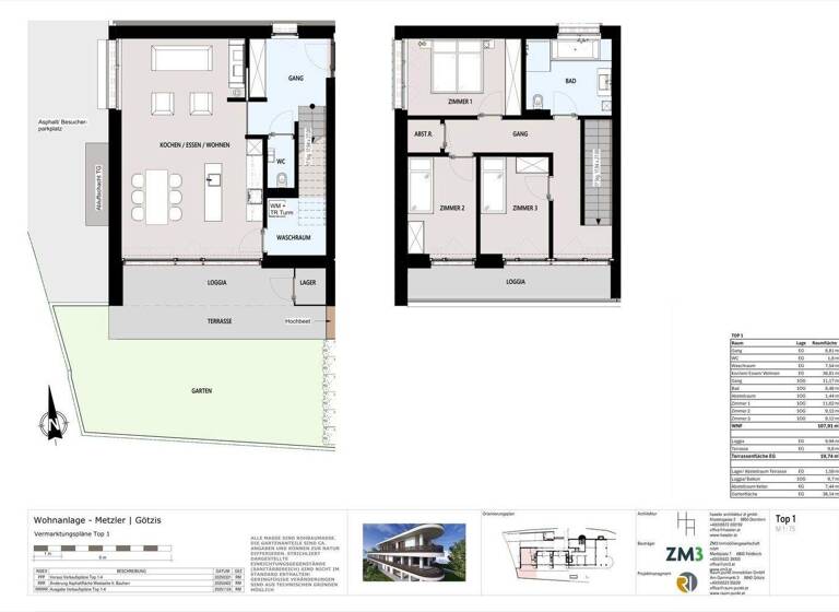 Maisonette zur Miete - Erstbezug 1.984 € 4 Zimmer 107,9 m² EG frei ab 01.04.2026 Feldgasse 6 Götzis 6840