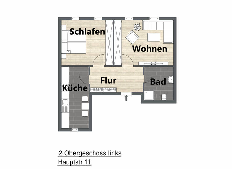 Wohnung zur Miete 340 € 2 Zimmer 61 m²<br/>Wohnfläche 2.<br/>Geschoss Hauptstraße 11 Innenstadt Riesa 01589