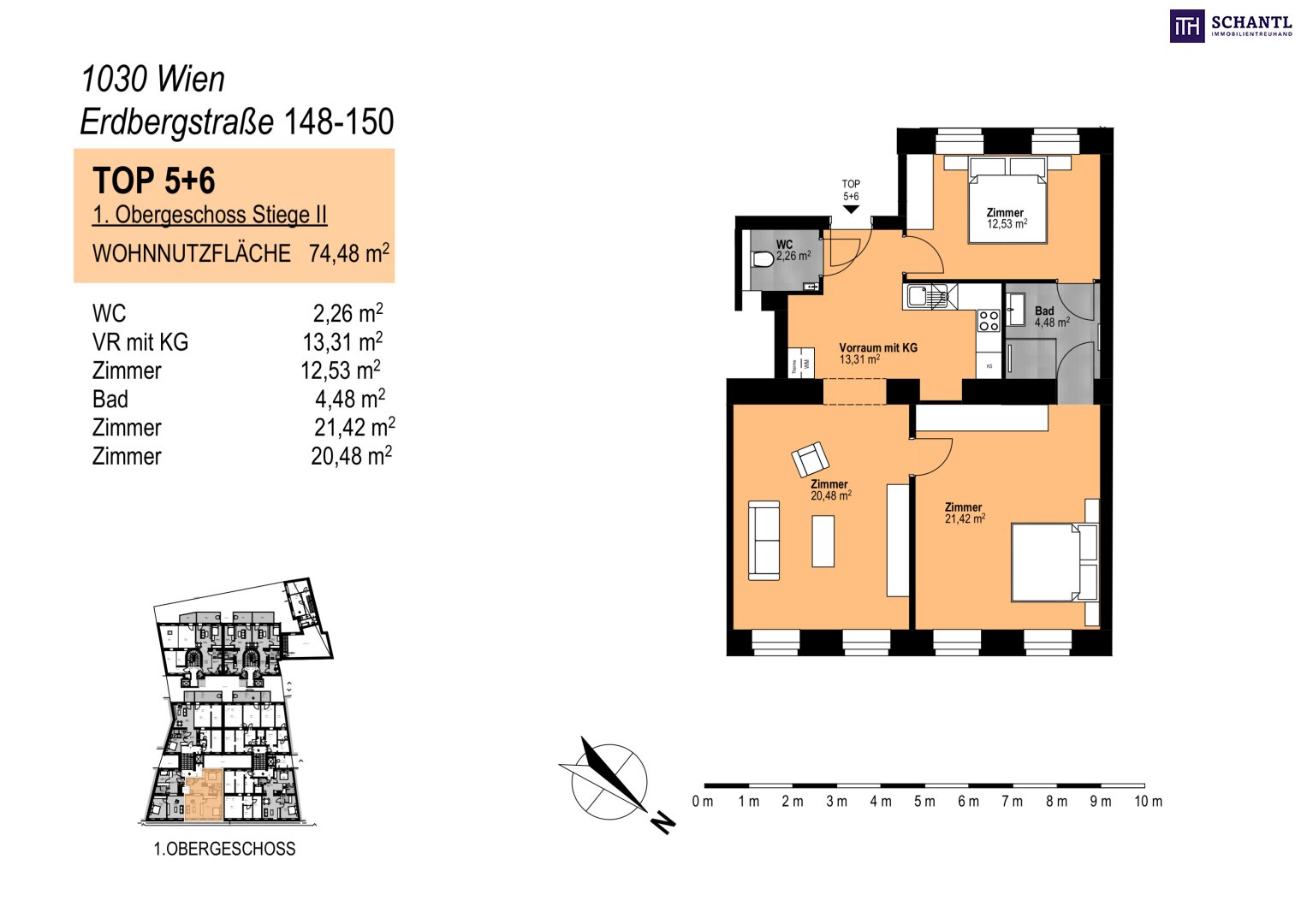 Wohnung zum Kauf 419.000 € 3 Zimmer 74,2 m²<br/>Wohnfläche 1.<br/>Geschoss Wien 1030