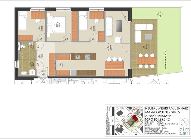 Wohnung zum Kauf - Erstbezug provisionsfrei als Kapitalanlage geeignet 590.070 € 4 Zimmer 79 m² Maria Grüner Straße 6 Frastanz 6820