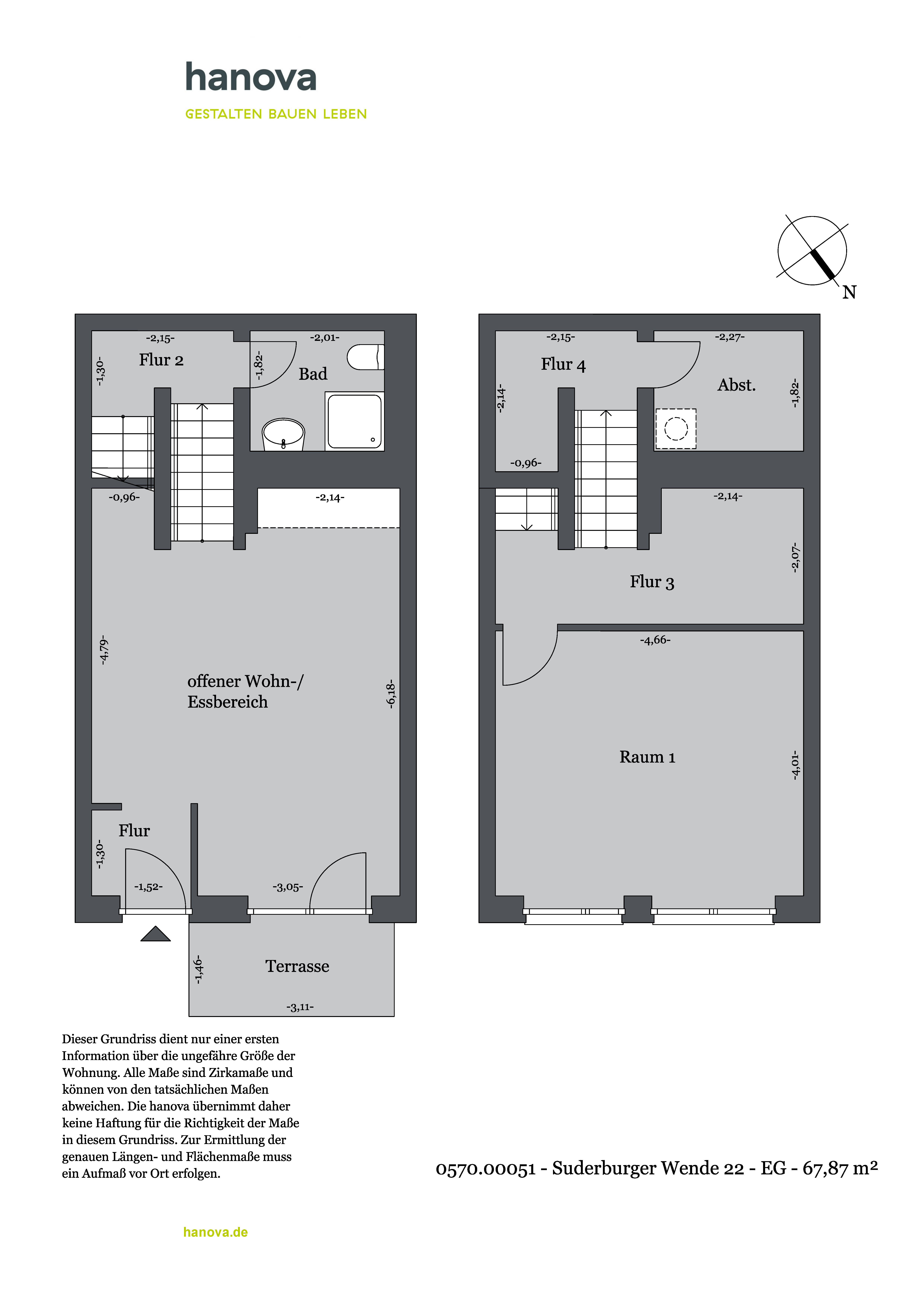 Maisonette zur Miete 859 € 2 Zimmer 67,9 m²<br/>Wohnfläche EG<br/>Geschoss 01.03.2025<br/>Verfügbarkeit Suderburger Wende 22 Heideviertel Hannover 30625