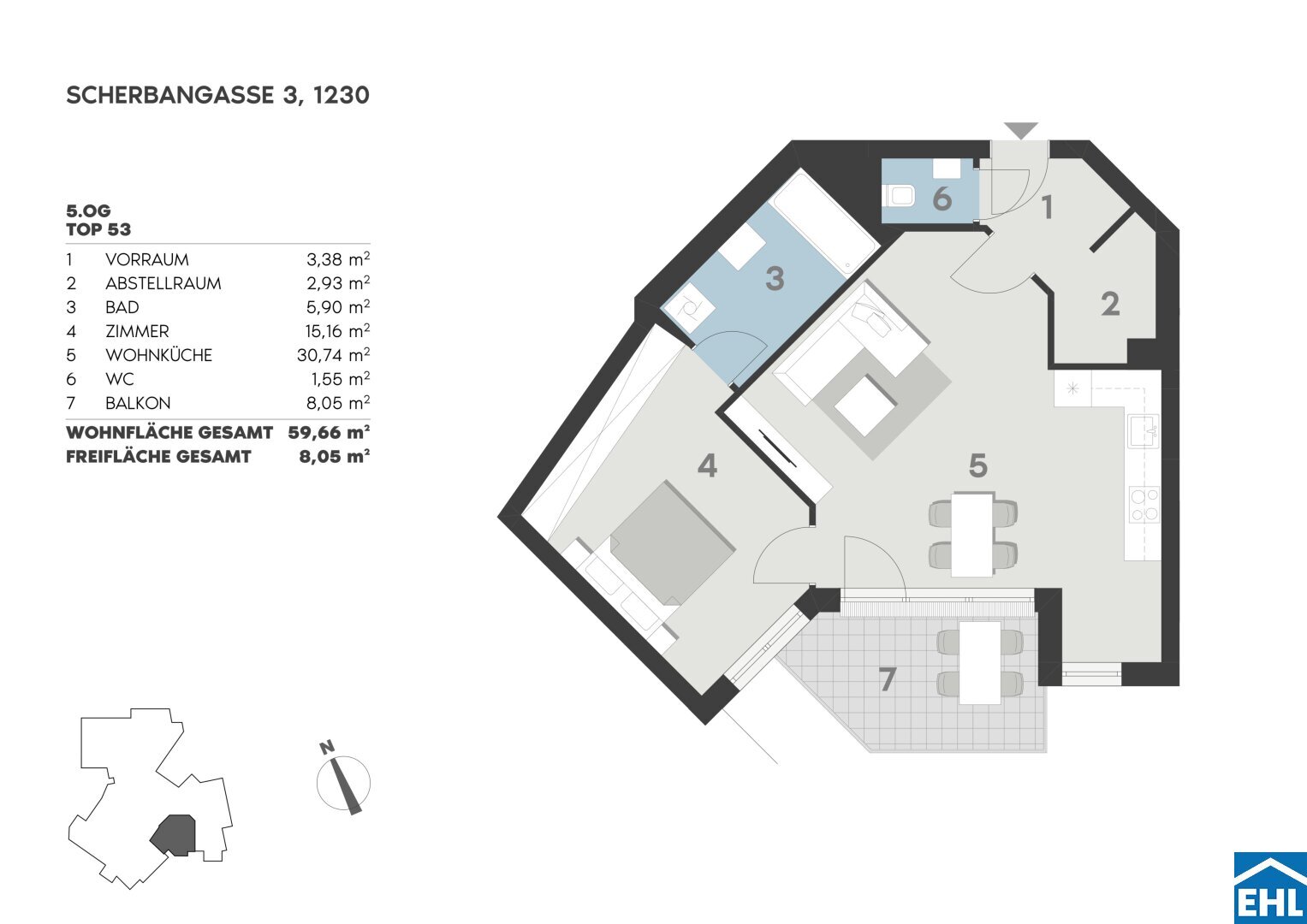 Wohnung zur Miete 835 € 2 Zimmer 59,7 m²<br/>Wohnfläche 5.<br/>Geschoss 01.01.2025<br/>Verfügbarkeit Scherbangasse Wien 1230