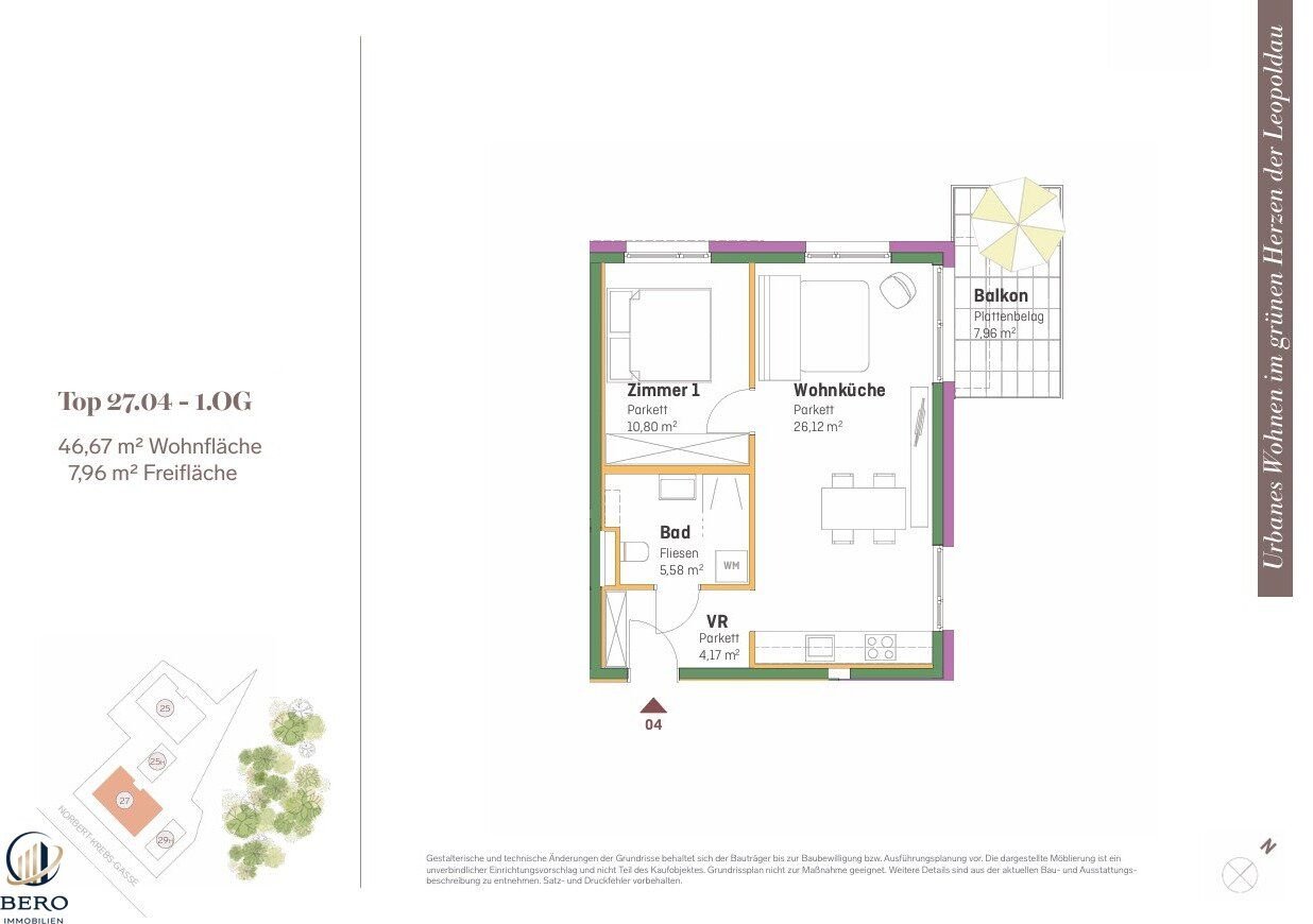 Wohnung zum Kauf 290.000 € 2 Zimmer 46,7 m²<br/>Wohnfläche 1.<br/>Geschoss Wien 1210