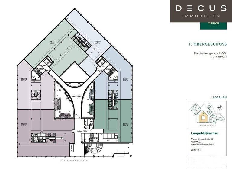 Büro zur Miete 17 € teilbar ab 99,2 m² Wien 1020