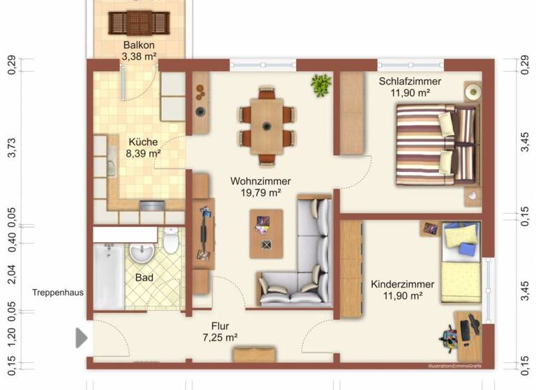 Wohnung zur Miete 383 € 3 Zimmer 64,1 m² 4. Geschoss Spiegelsdorfer Wende 8 Schönwalde I Greifswald 17491