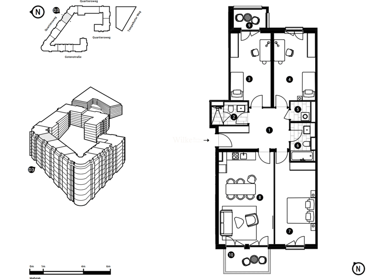 Wohnung zur Miete 2.192 € 4 Zimmer 107,5 m² 2. Geschoss frei ab sofort Quartiersweg 4 Schöneberg Berlin 10829