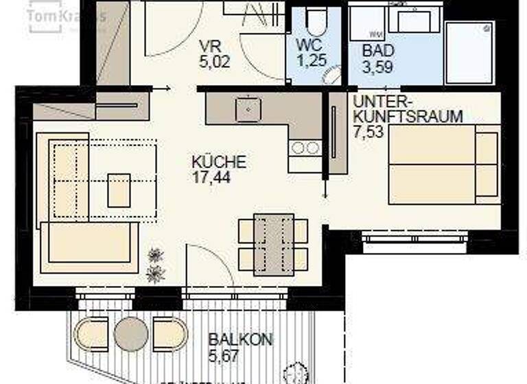 Studio zum Kauf - Erstbezug 280.692 € 2 Zimmer 34,8 m² 6. Geschoss Wien, Brigittenau 1200