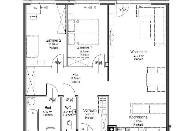Wohnung zur Miete 1.137 € 3 Zimmer 85,4 m² 1. Geschoss Wien 1210