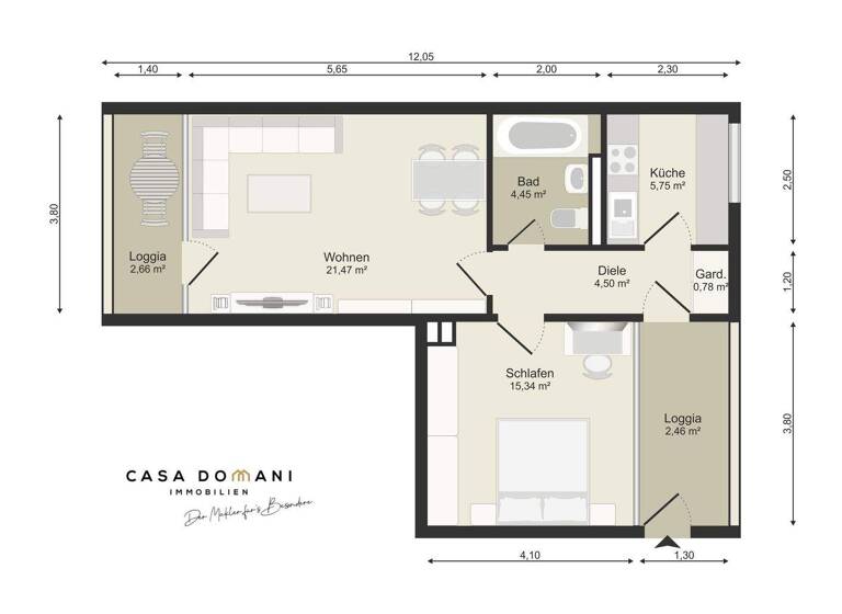 Wohnung zum Kauf 220.000 € 2 Zimmer 57,6 m² 9 Geschosse frei ab sofort Biebrich Wiesbaden 65187
