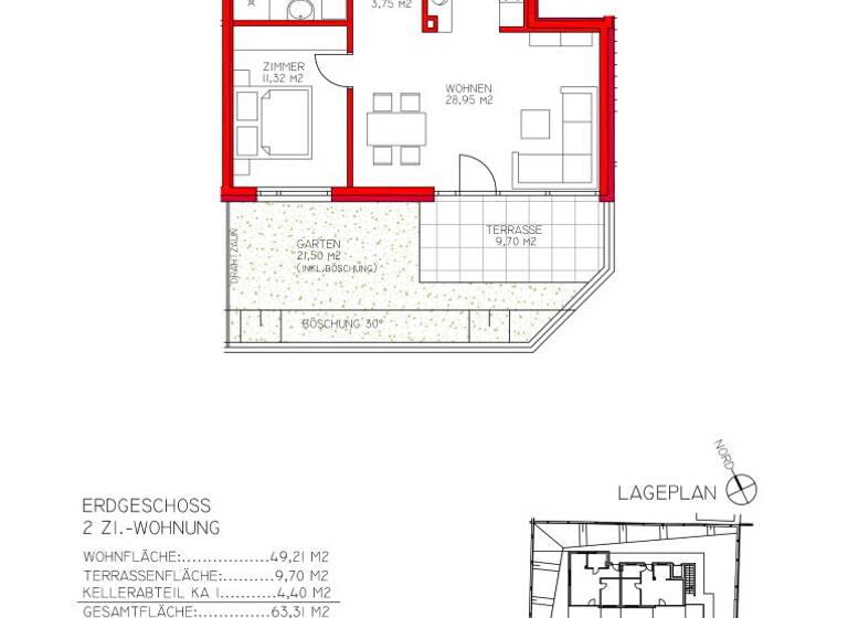Wohnung zum Kauf 329.000 € 49,2 m² EG Telfs 6410