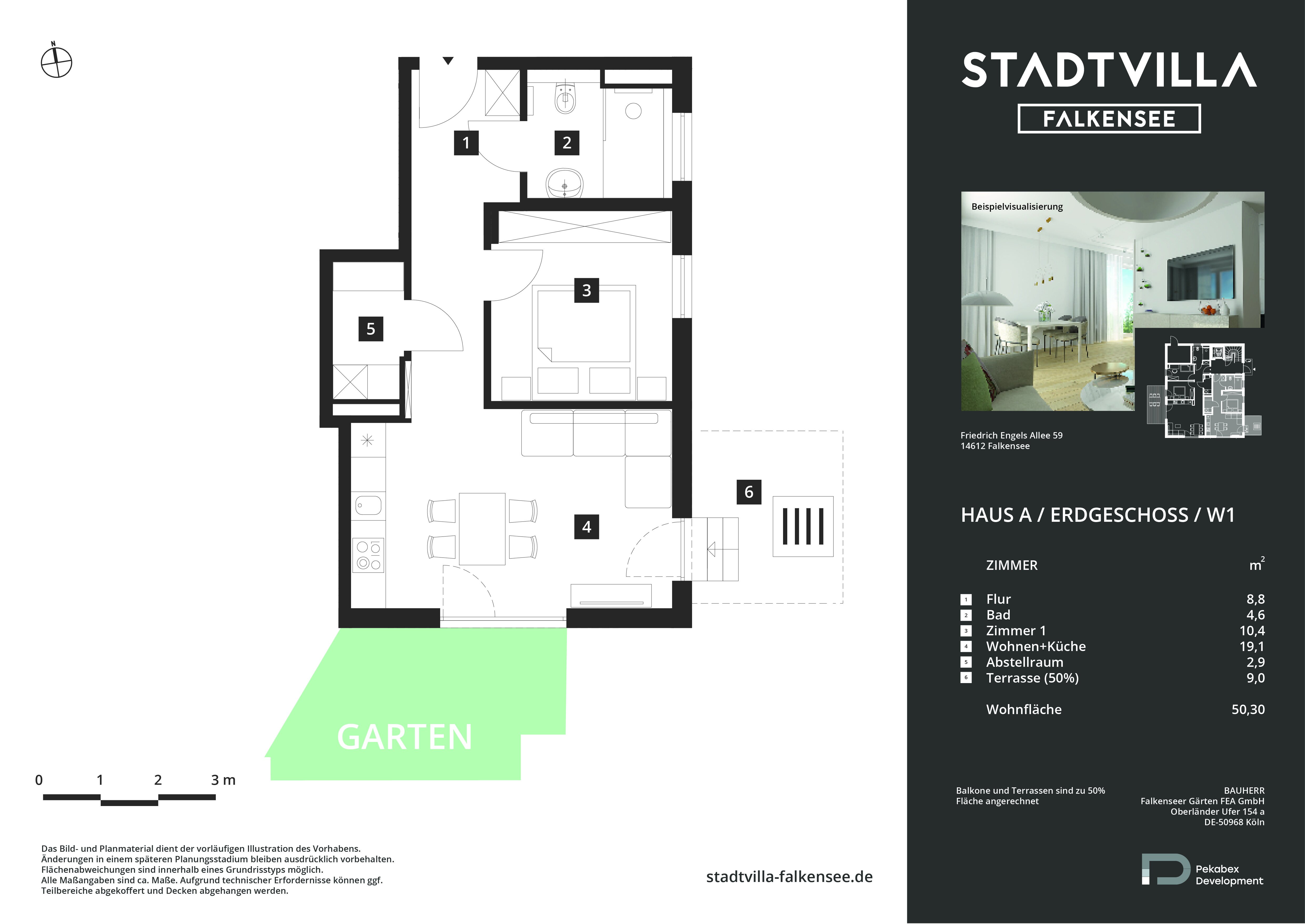 Wohnung zum Kauf provisionsfrei 299.000 € 2 Zimmer 50 m²<br/>Wohnfläche EG<br/>Geschoss ab sofort<br/>Verfügbarkeit Falkenhain Falkensee 14612