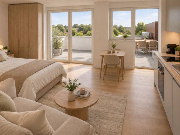 Penthouse zum Kauf - Erstbezug provisionsfrei 270.000 € 1 Zimmer 42,8 m² Geschoss 2/2 frei ab 01.11.2027 Reichelsdorfer Hauptstraße 97 Reichelsdorf Nürnberg 90453