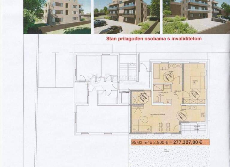 Wohnung zum Kauf 266.000 € 3 Zimmer 95 m² Staro Brestje