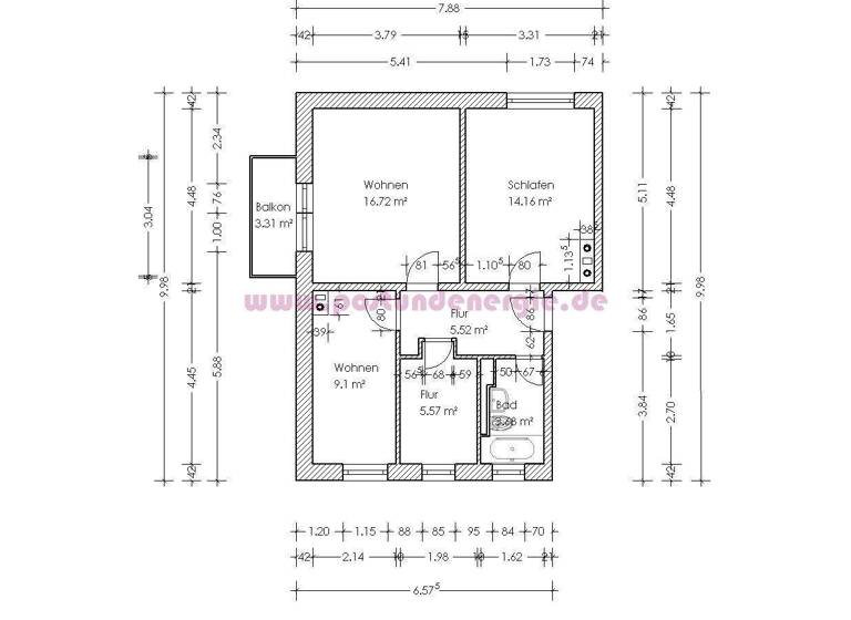 Wohnung zur Miete 398 € 3 Zimmer 61,2 m² 1. Geschoss frei ab 01.05.2026 Rollenhagenstraße 7 Alte Neustadt Magdeburg 39106
