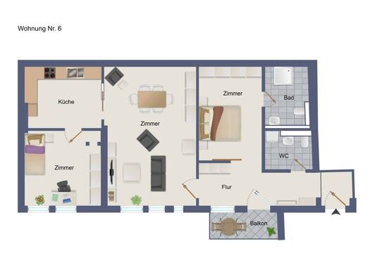 Wohnung zur Miete - Erstbezug 1.240 € 3 Zimmer 88,4 m² 1. Geschoss Bamberg Bamberg 96049