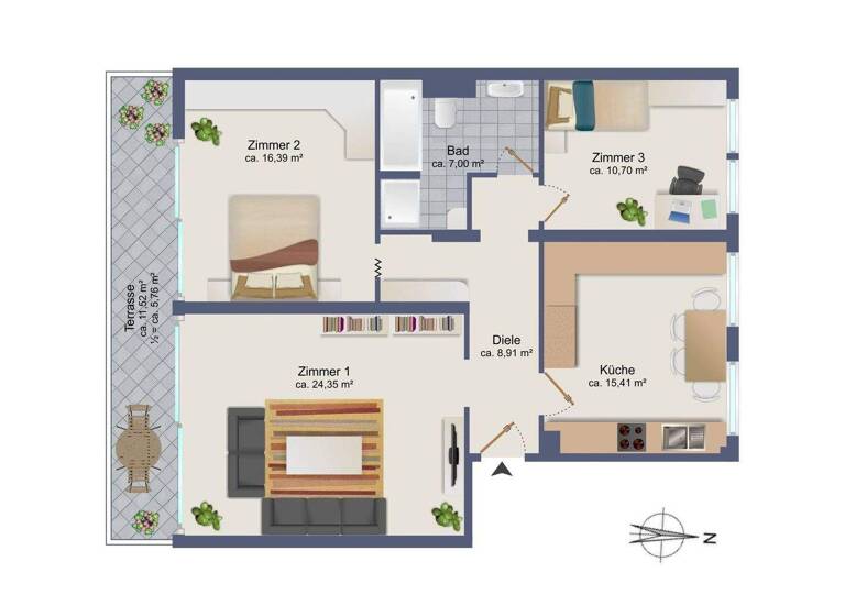 Wohnung zum Kauf 349.000 € 3 Zimmer 88,3 m² 2. Geschoss Hamburg-Altstadt Hamburg / Wandsbek 22047