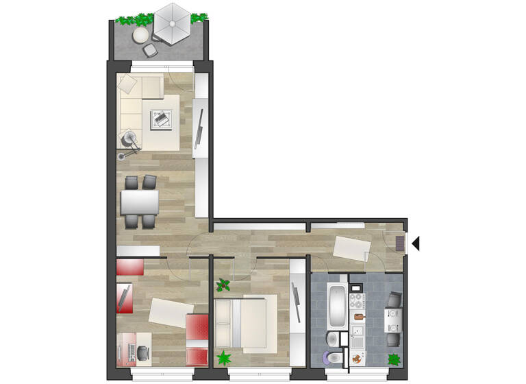 Wohnung zur Miete 443 € 3 Zimmer 70,2 m² EG Clausewitzstr. 5 Yorckgebiet Chemnitz 09130