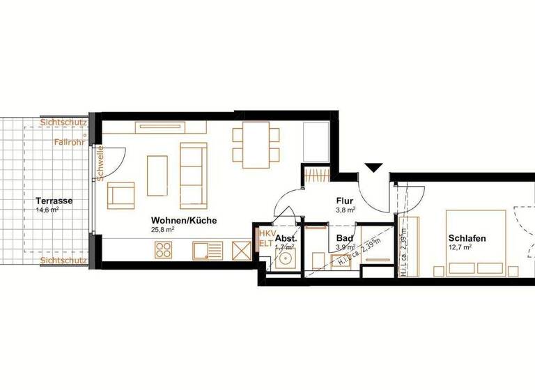 Wohnung zur Miete - Erstbezug 1.199 € 2 Zimmer 55,2 m² EG Köhnestraße 7 Rothenburgsort Hamburg 20539