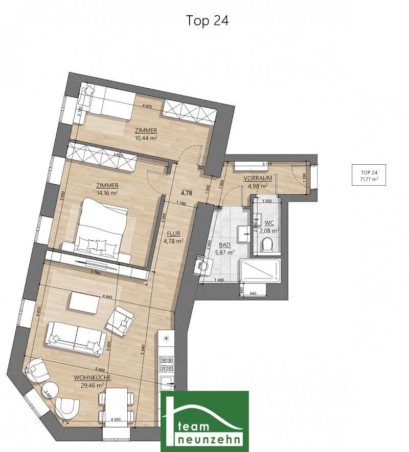 Wohnung zum Kauf 431.050 € 3 Zimmer 71,3 m²<br/>Wohnfläche 3.<br/>Geschoss Gymnasiumstraße 28 Wien 1180