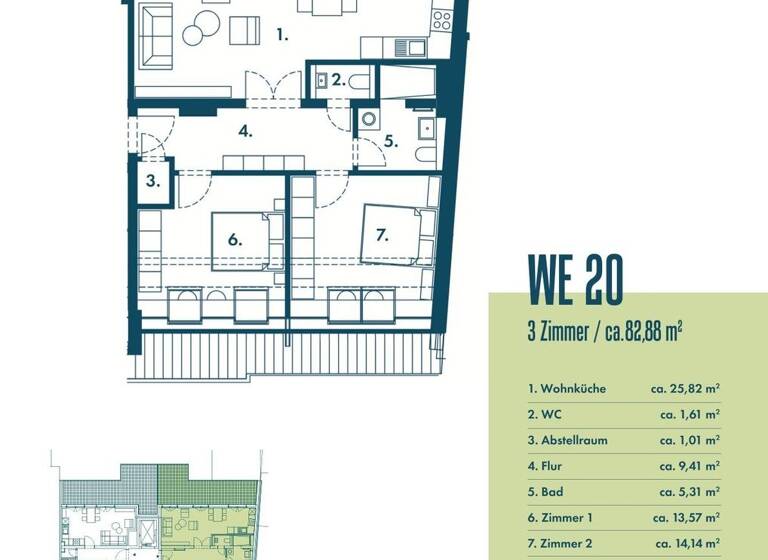 Penthouse zum Kauf - Erstbezug 977.000 € 3 Zimmer 82,9 m² 5. Geschoss Altona-Nord Hamburg 22769