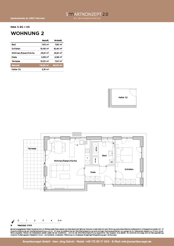 Wohnung zur Miete 1.700 € 2 Zimmer 68 m²<br/>Wohnfläche EG<br/>Geschoss ab sofort<br/>Verfügbarkeit Sperberstraße 42 Waldtrudering München 81827