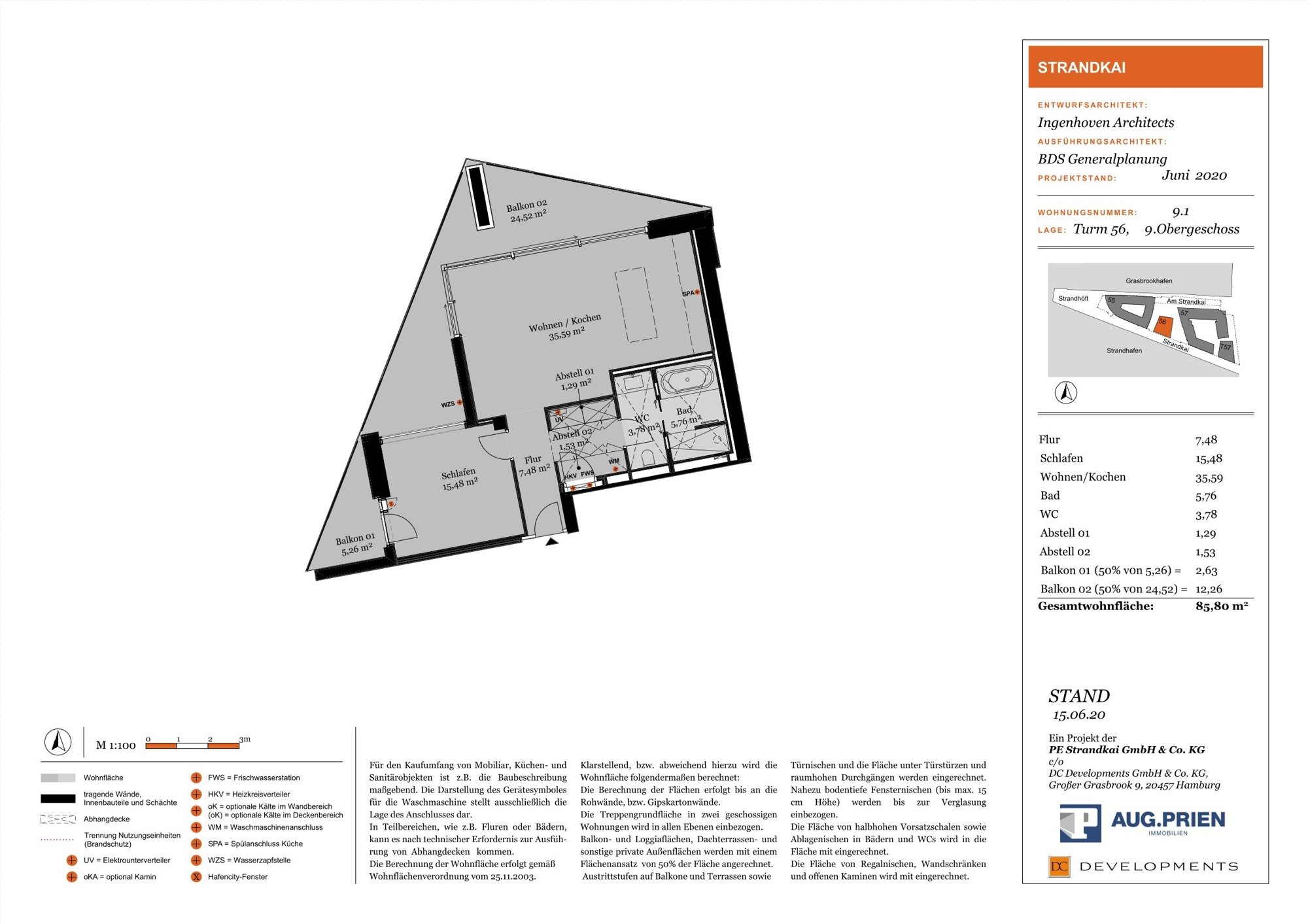 Wohnung zur Miete 2.917 € 2 Zimmer 85,8 m²<br/>Wohnfläche 9.<br/>Geschoss 01.02.2025<br/>Verfügbarkeit HafenCity Hamburg 20457