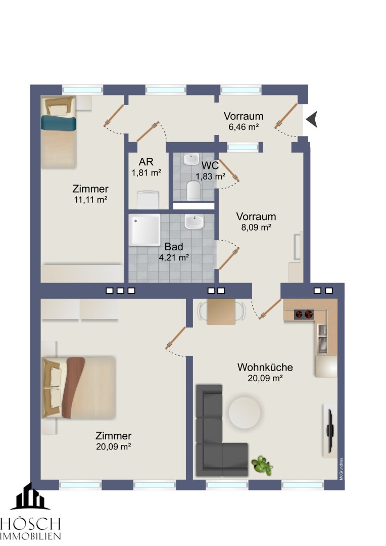 Wohnung zum Kauf 429.000 € 3 Zimmer 73,5 m²<br/>Wohnfläche 2.<br/>Geschoss Wien 1150