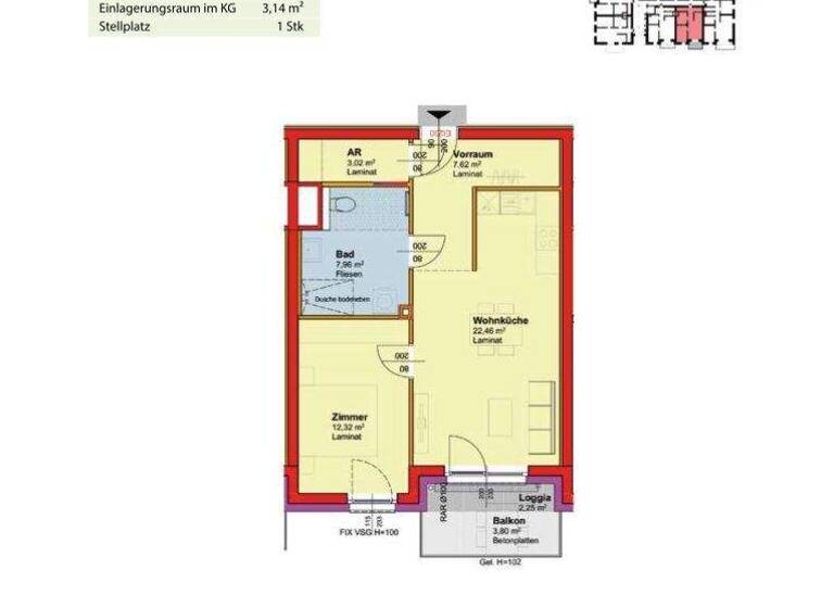 Wohnung zur Miete - Erstbezug 565 € 2 Zimmer 53,4 m² 1. Geschoss Palterndorf 2182