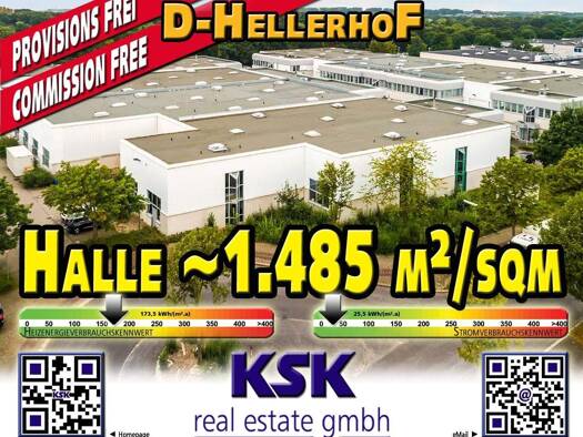 Lagerhalle zur Miete provisionsfrei 7,70 € 1.485 m² Lagerfläche teilbar von 860 m² bis 1.485 m² Hellerhof Stadtbezirk 10 40595