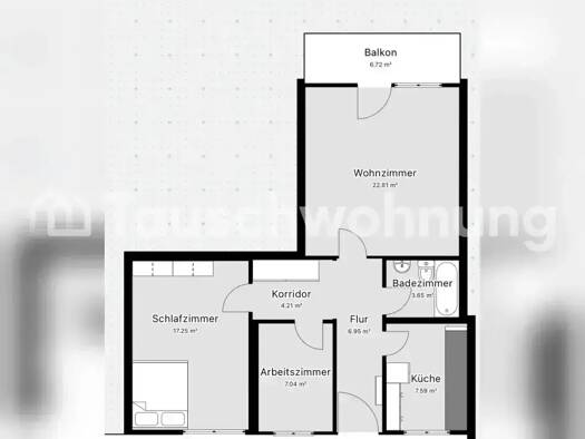 Wohnung zur Miete Tauschwohnung 1.375 € 3 Zimmer 72 m² 1. Geschoss Schwabing-West München 80809