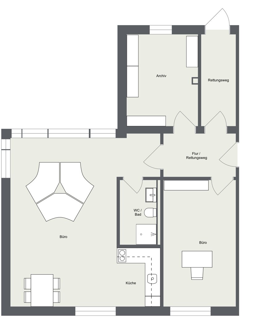 Bürofläche zur Miete 600 € 3 Zimmer 55,6 m²<br/>Bürofläche Handewitt Handewitt 24983