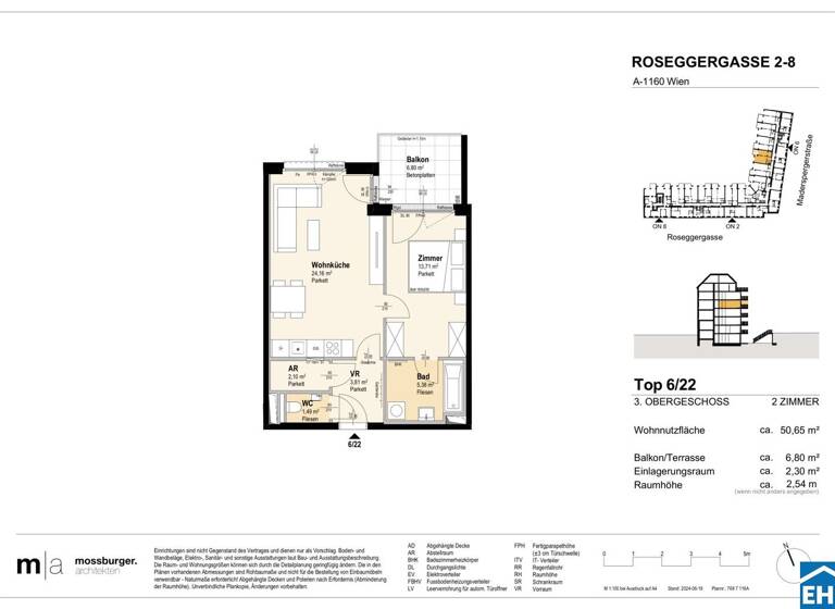 Wohnung zum Kauf - Erstbezug 340.500 € 2 Zimmer 50,7 m² 3. Geschoss Roseggergasse Wien 1160