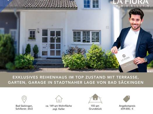 Reihenmittelhaus zum Kauf 639.000 € 5,5 Zimmer 148,8 m² 155 m² Grundstück Schillerstraße 2 Bad Säckingen Bad Säckingen 79713