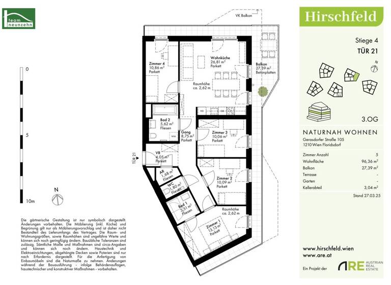 Wohnung zum Kauf - Erstbezug provisionsfrei 531.701 € 5 Zimmer 97 m² 3. Geschoss Gerasdorfer Straße 105 Wien 1210