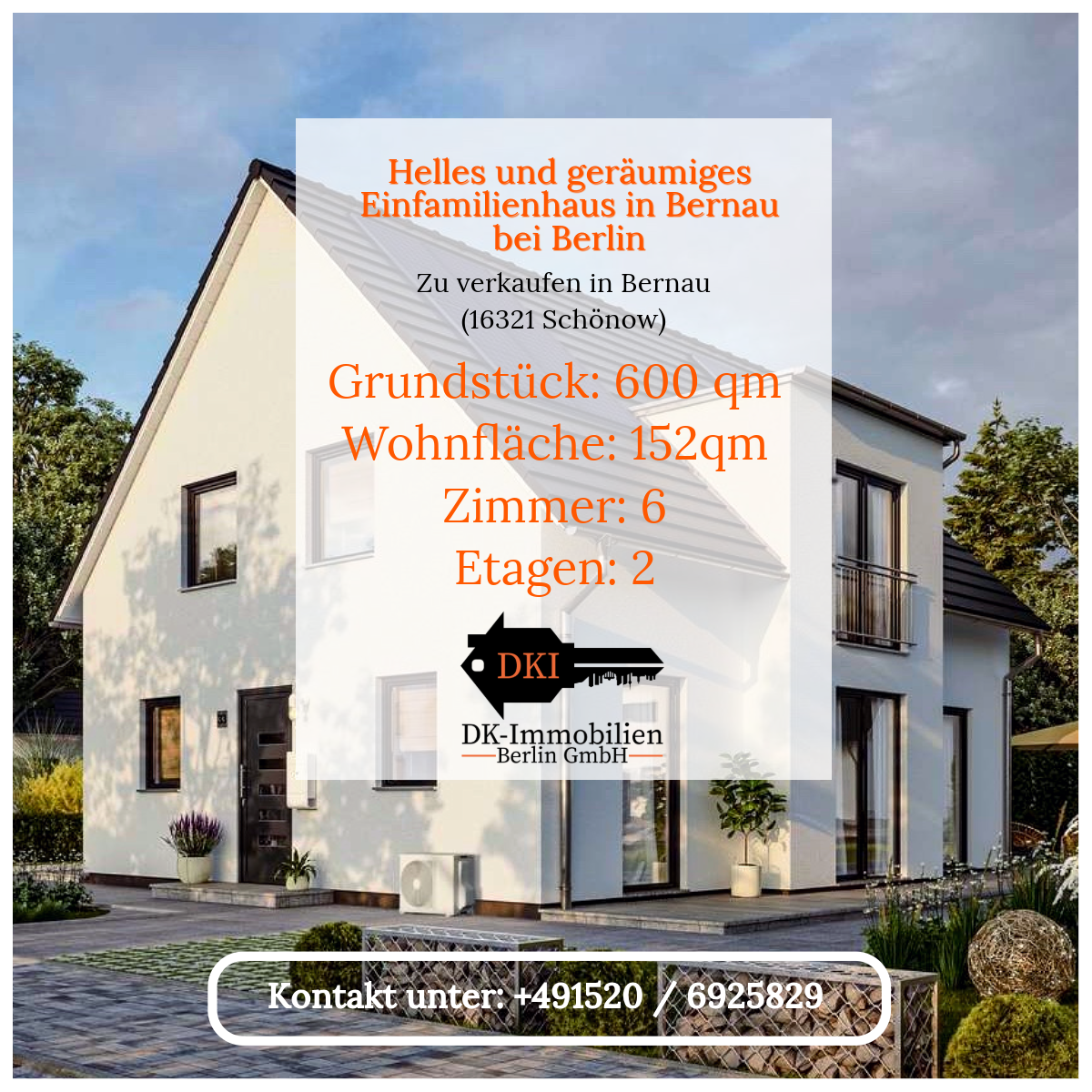 Einfamilienhaus zum Kauf 548.860 € 6 Zimmer 152 m²<br/>Wohnfläche 600 m²<br/>Grundstück ab sofort<br/>Verfügbarkeit Auguststraße 6 Schönow Bernau 16321