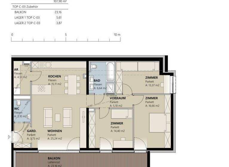 Wohnung zum Kauf - Erstbezug 818.779 € 4 Zimmer 107,8 m² 7. Geschoss Kappl 6555