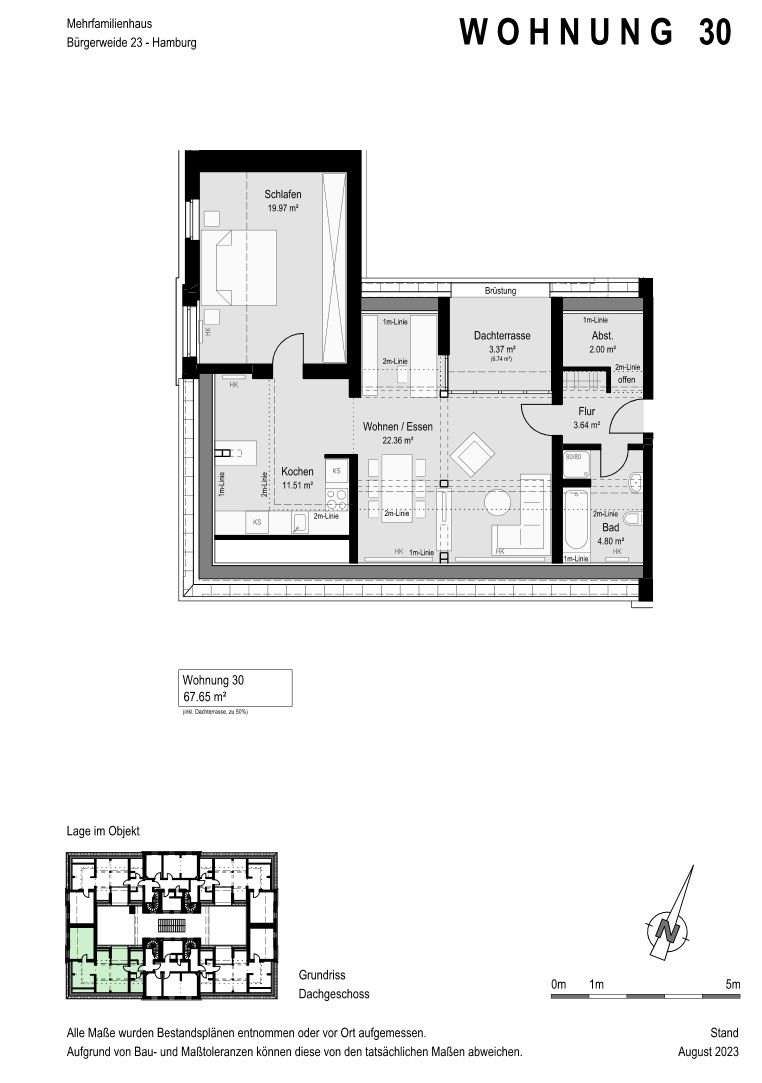 Wohnung zur Miete 1.425 € 2 Zimmer 67,7 m²<br/>Wohnfläche 3.<br/>Geschoss ab sofort<br/>Verfügbarkeit Bürgerweide 23 Borgfelde Hamburg 20535