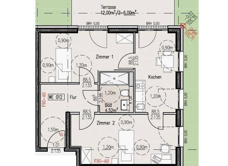 WG-Zimmer zur Miete 820 € 2 Zimmer 66 m² EG Merianstraße 8 Gellershagen Bielefeld 33615