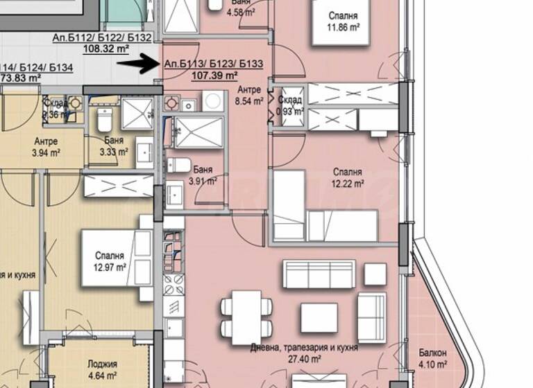 Studio zum Kauf 302.000 € 3 Zimmer 107,4 m² Sofia