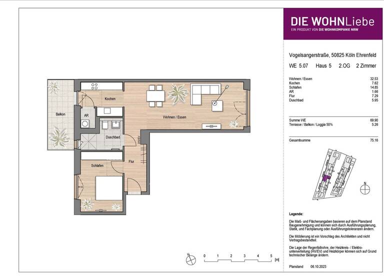 Wohnung zum Kauf - Erstbezug provisionsfrei 587.900 € 2 Zimmer 75,2 m² 2. Geschoss Vogelsanger Straße 271 Ehrenfeld Köln 50825