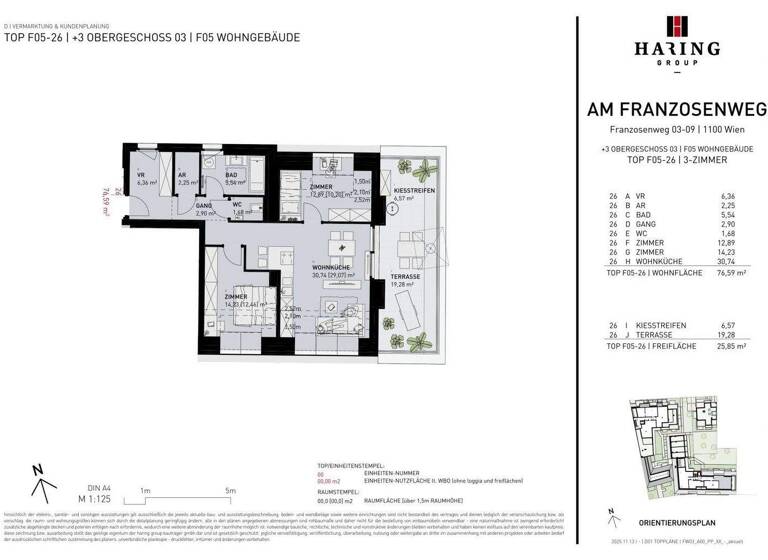Wohnung zum Kauf - Erstbezug 561.500 € 3 Zimmer 76,6 m² 3. Geschoss Franzosenweg 3-5 Wien 1100