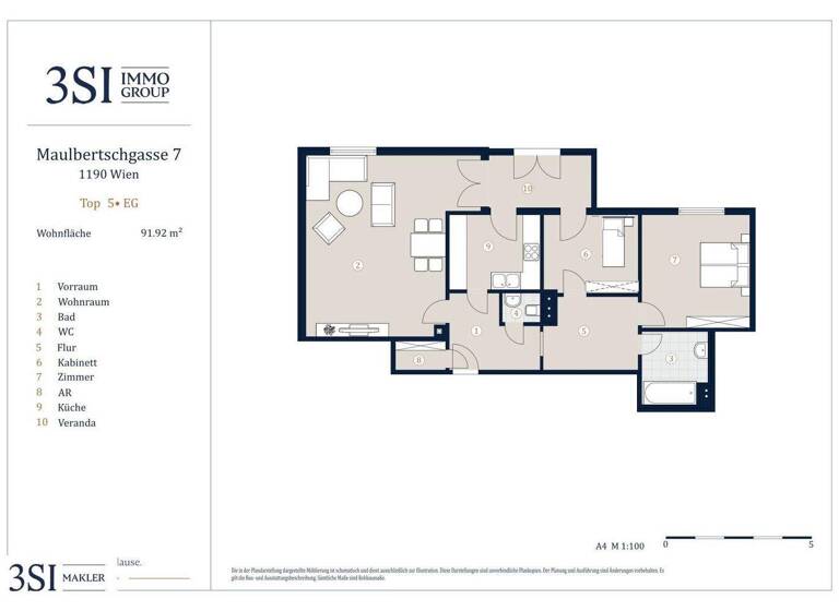 Wohnung zum Kauf 529.000 € 3 Zimmer 91,9 m² EG Maulbertschgasse 7 Wien 1190