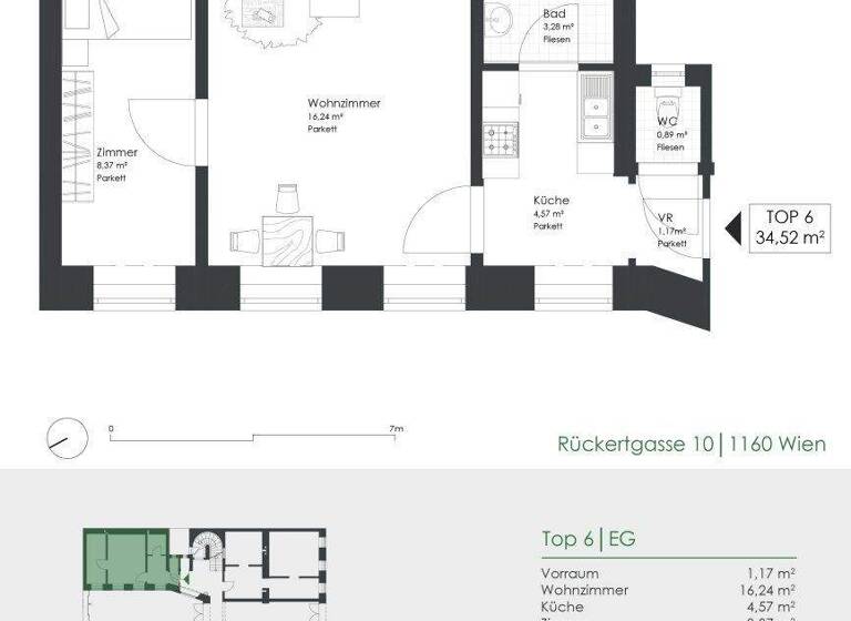 Wohnung zum Kauf 89.000 € 2 Zimmer 34,5 m² EG Rückertgasse 10 Wien 1160