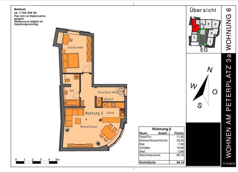 Wohnung zum Kauf provisionsfrei 429.000 € 2 Zimmer 70 m² EG Peterplatz 3A Altstadt Würzburg 97070