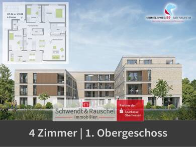 Wohnung zum Kauf - Erstbezug provisionsfrei 623.200 € 4 Zimmer 108 m² 1. Geschoss frei ab sofort Bad Nauheim Bad Nauheim 61231